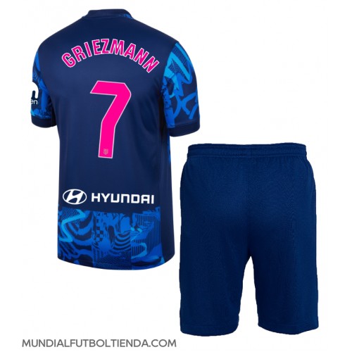 Camiseta Atletico Madrid Antoine Griezmann #7 Tercera Equipación Replica 2024-25 para niños mangas cortas (+ Pantalones cortos)